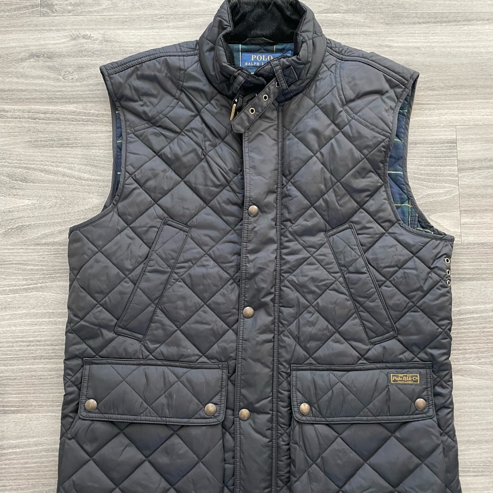 Black quilted nylon RL vest